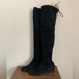 Stuart Weitzman Lowland Stretch Over The Knee Boots Black Suede sz 7.5